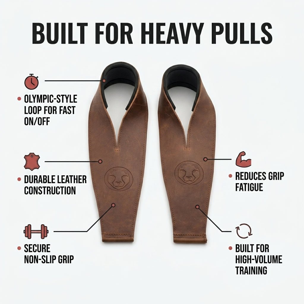 Mammal Olympic lifting straps in use, training shot