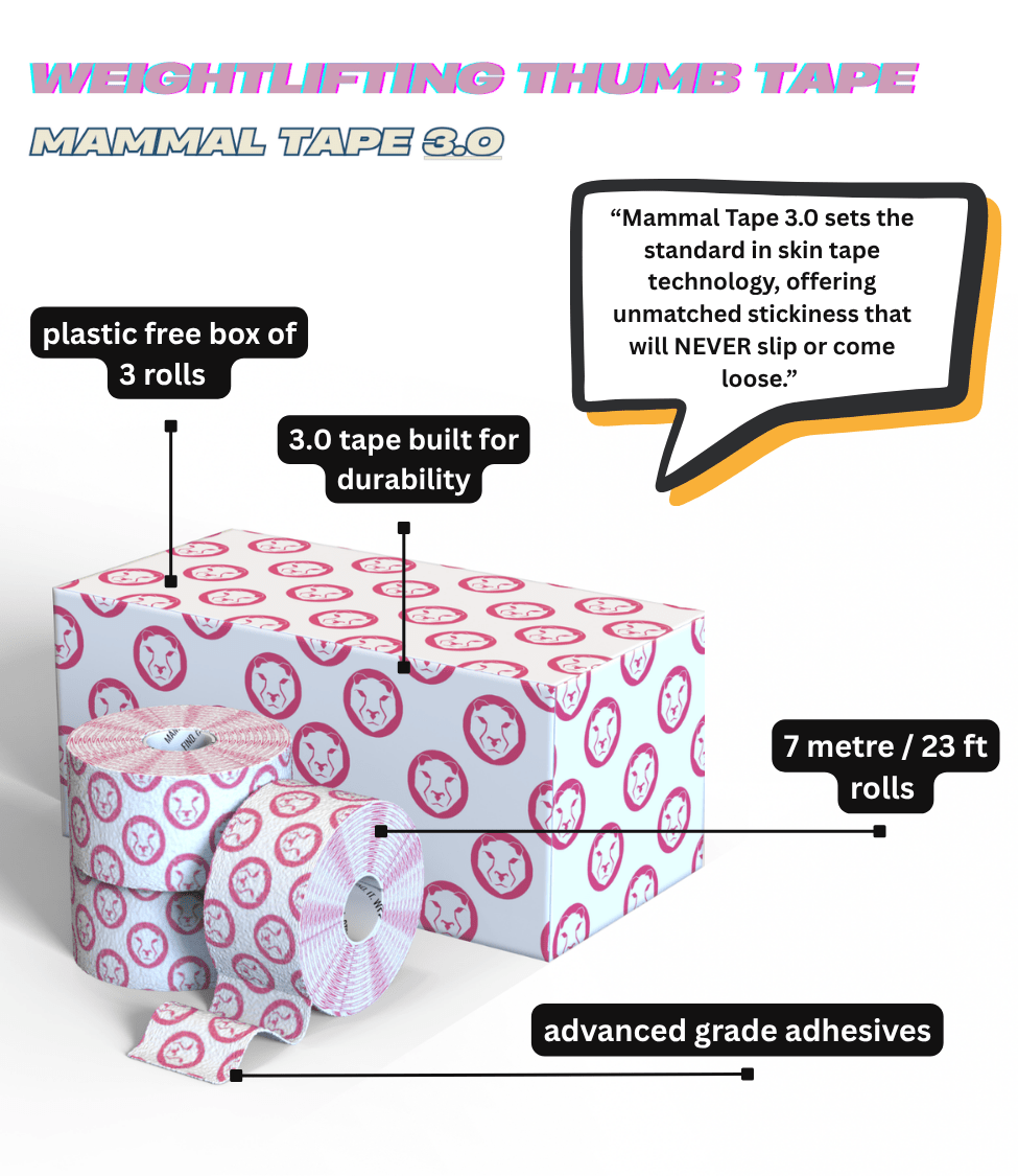 Mammal Tape - 7 - Metre - White/Pink - SPEC 3.0 (3 pack) - Mammal Strength