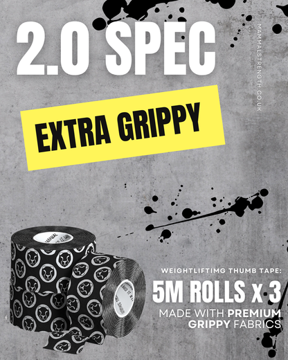 Weightlifting thumb tape packaging with &