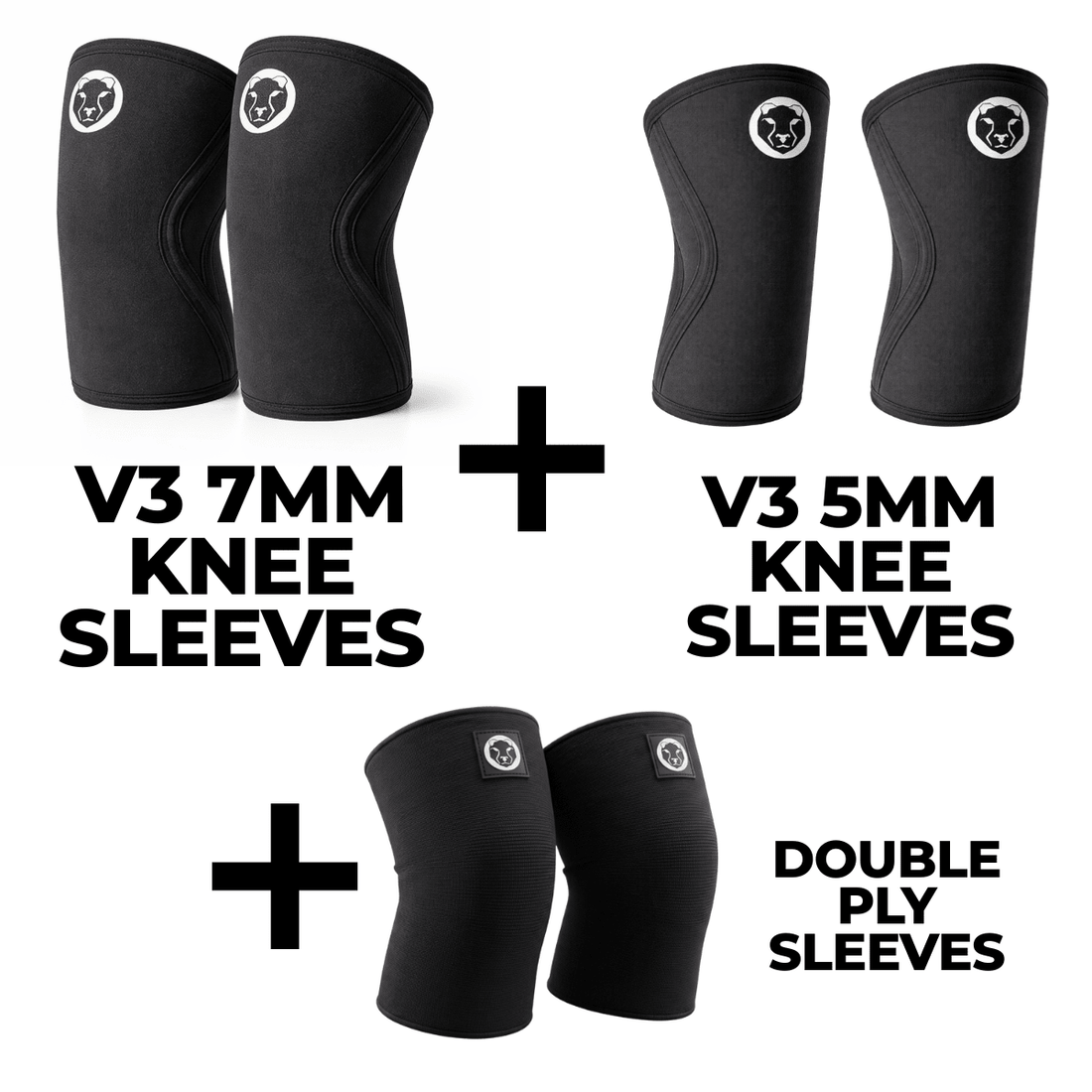 Complete Knee Sleeve Bundle - 7mm + 5mm + 3mm Double Ply - Mammal Strength