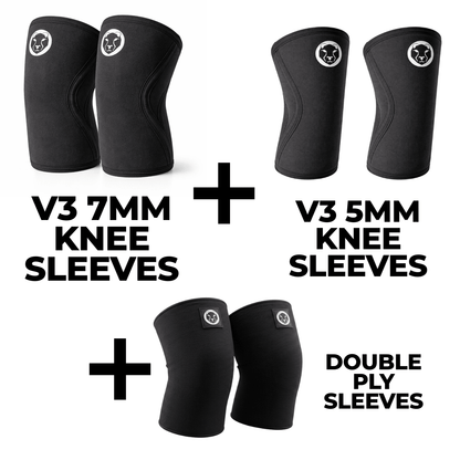Complete Knee Sleeve Bundle - 7mm + 5mm + 3mm Double Ply - Mammal Strength