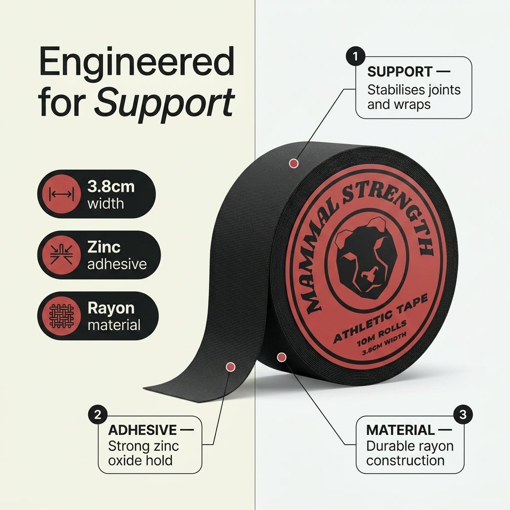 Athletic Sports Tape - Zinc Oxide Rayon Tape 10M x 3.8cm - Mammal Strength