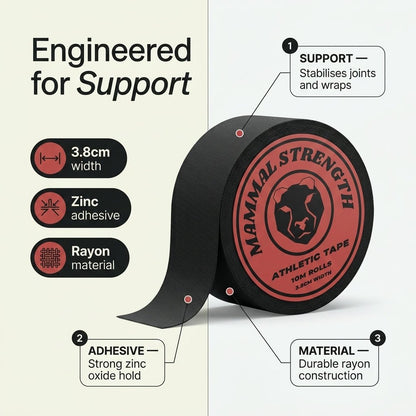 Athletic Sports Tape - Zinc Oxide Rayon Tape 10M x 3.8cm - Mammal Strength
