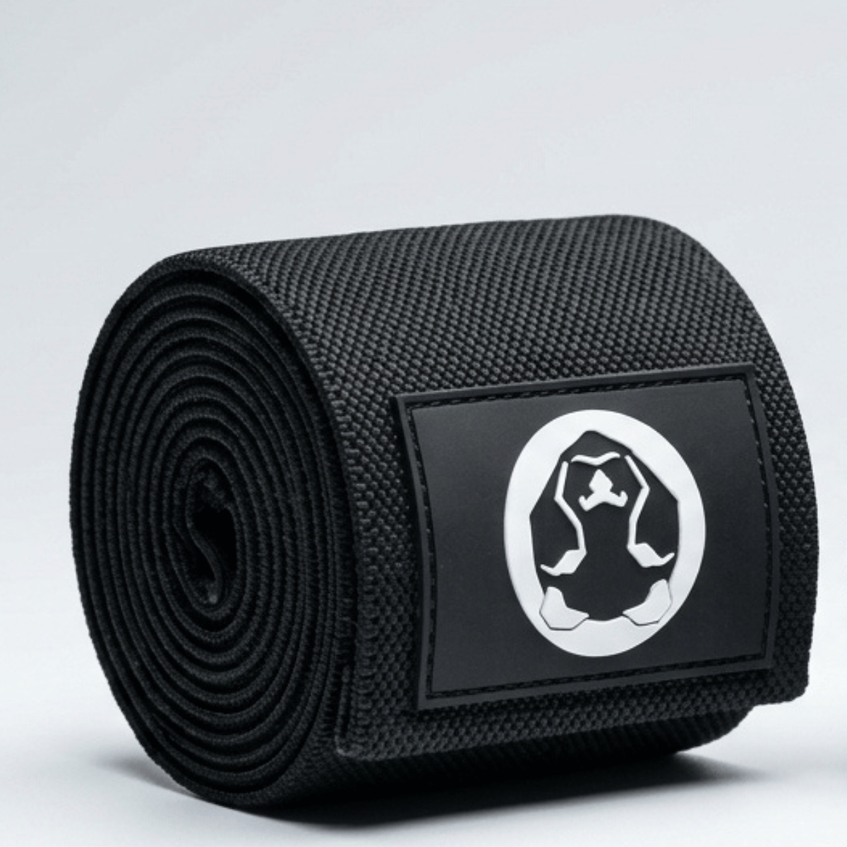 Mammal Strength black knee wrap heavy duty elastic support with logo detail