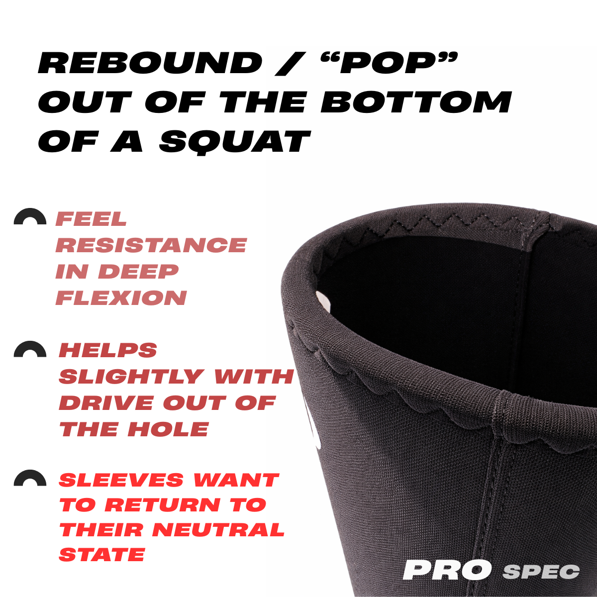 Mammal Strength Stiff Knee Sleeves PRO showing rebound and pop support out of the bottom of a squat using ultra-stiff 7mm CR neoprene
