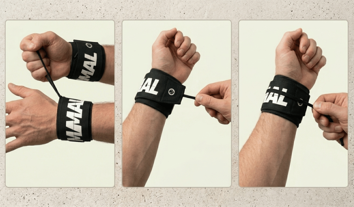Mammal Strength lightweight wrist wraps showing how to wrap wrists for weightlifting support