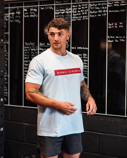 Mammal Strength Blue Block Print Tee - Mammal Strength